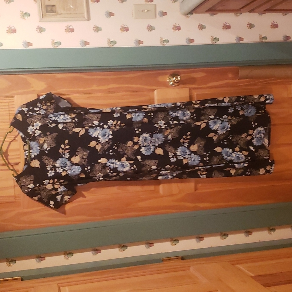 Studio Ease Blue Floral Midi Dress Size 10